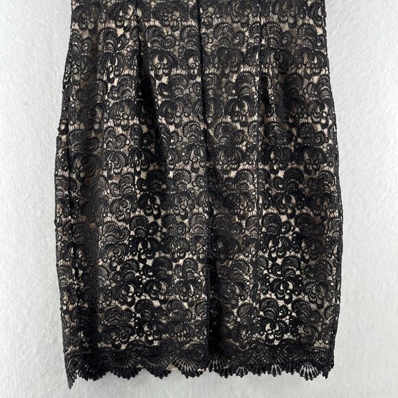 JS Collections Dress Size 6 Sheath Lace Overlay Knee Length Sleeveless Black - Picture 7 of 12